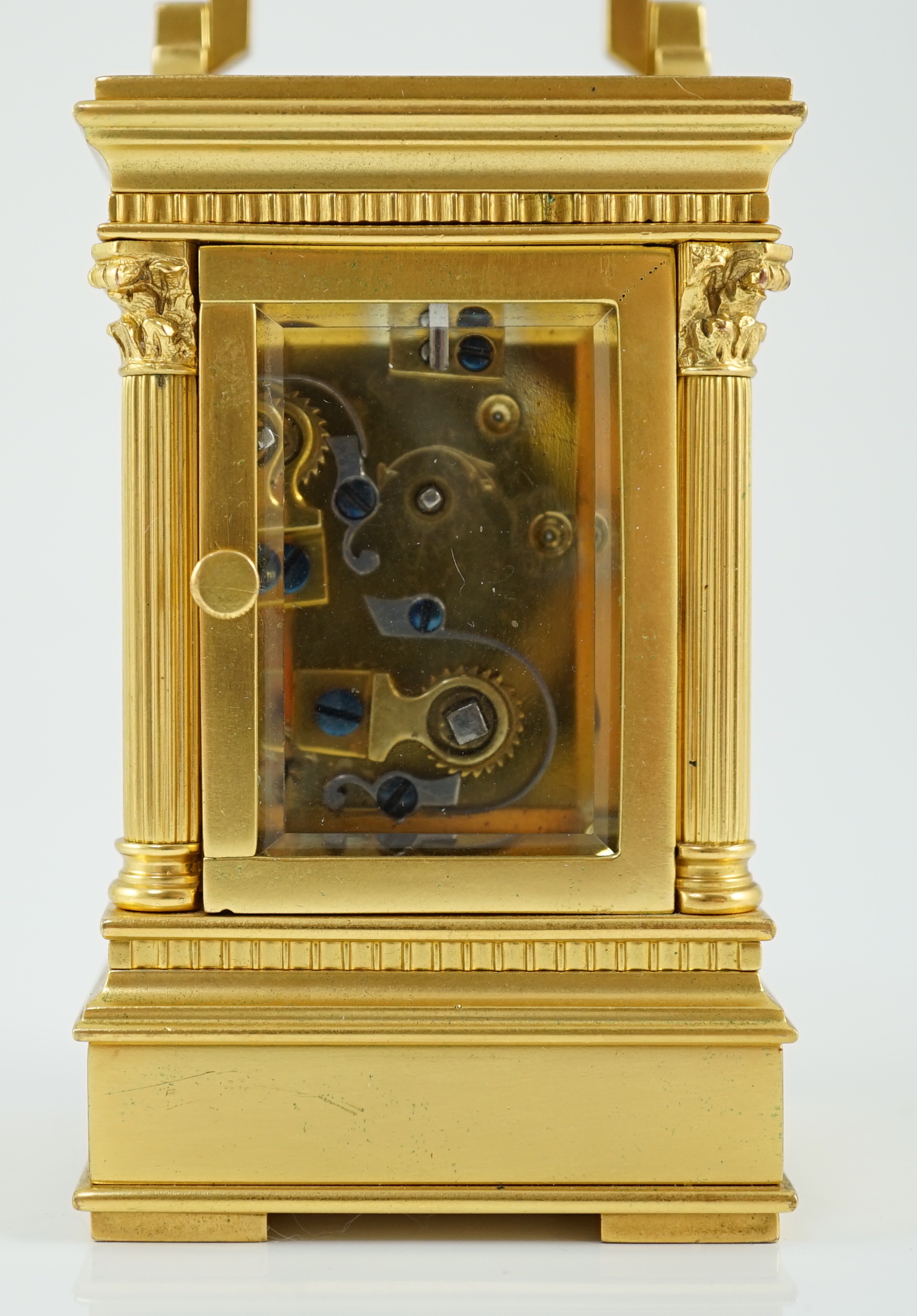 Le Roy & Fils, Palais Royal, Paris. A late 19th century French miniature hour repeating carriage alarm clock